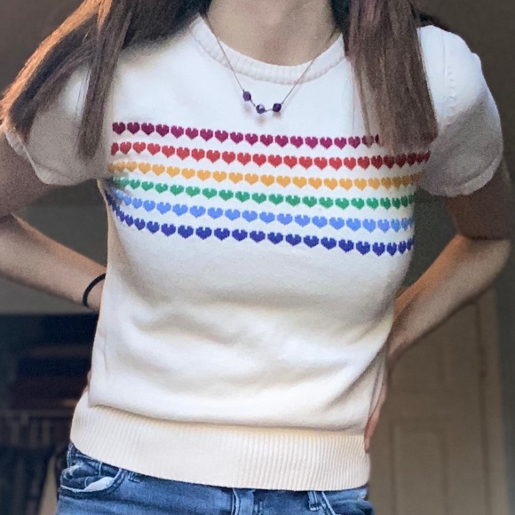 Sweaters | Rainbow Heart Sweater 